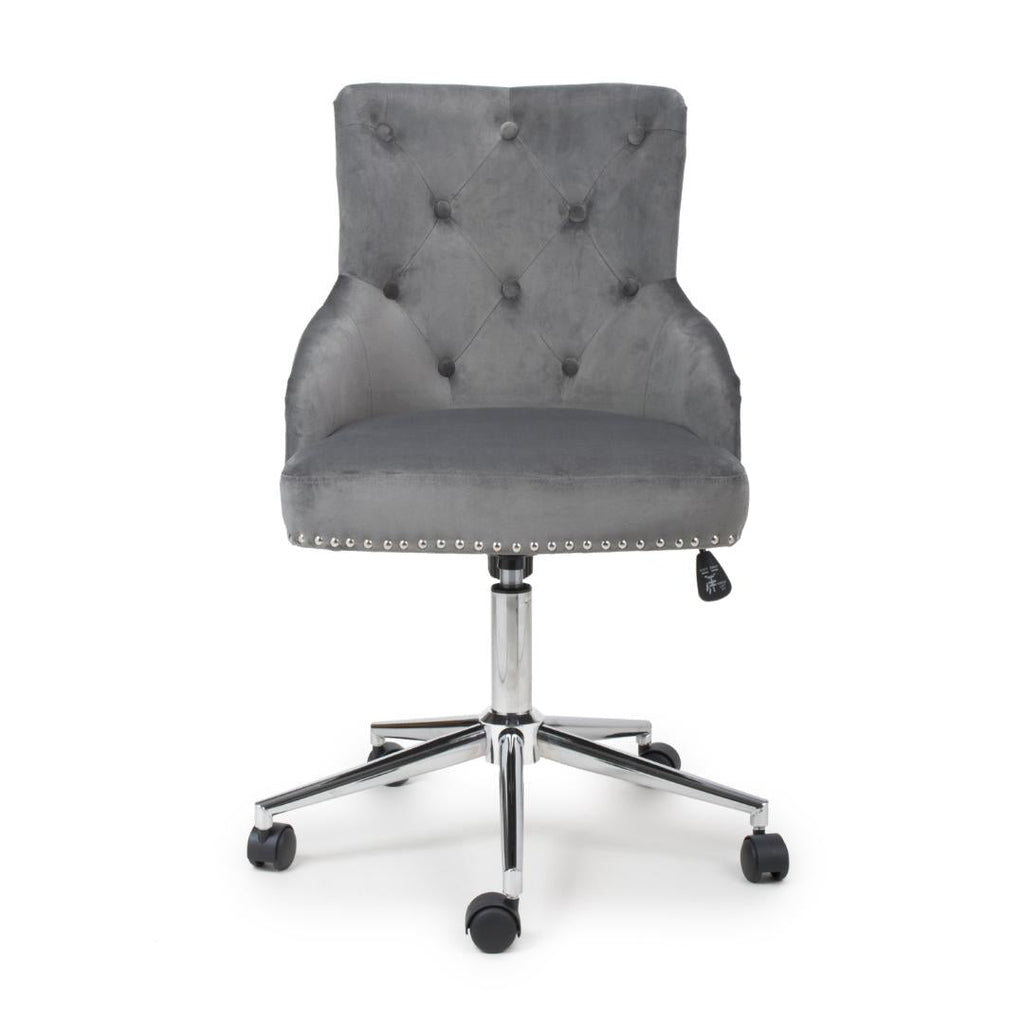 Rocco Brushed Velvet Grey Office Chair - Beales department store