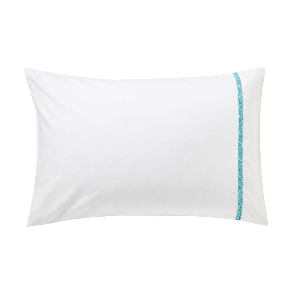 Sanderson Palm House/Jackfruit Embroidered Pillowcase in Eucalyptus - Beales department store