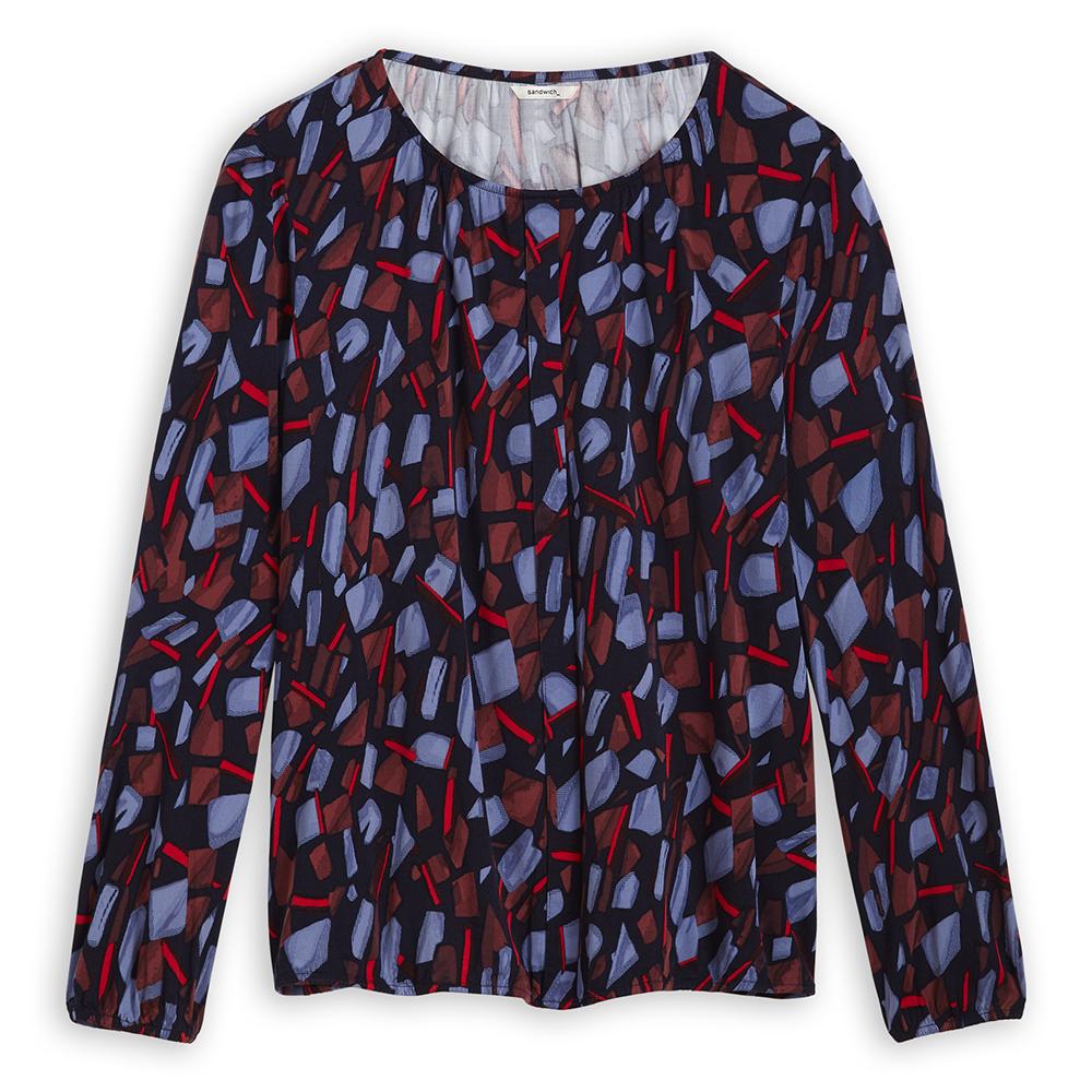 Sandwich Abstract Print Top - Evening Blue - Beales department store