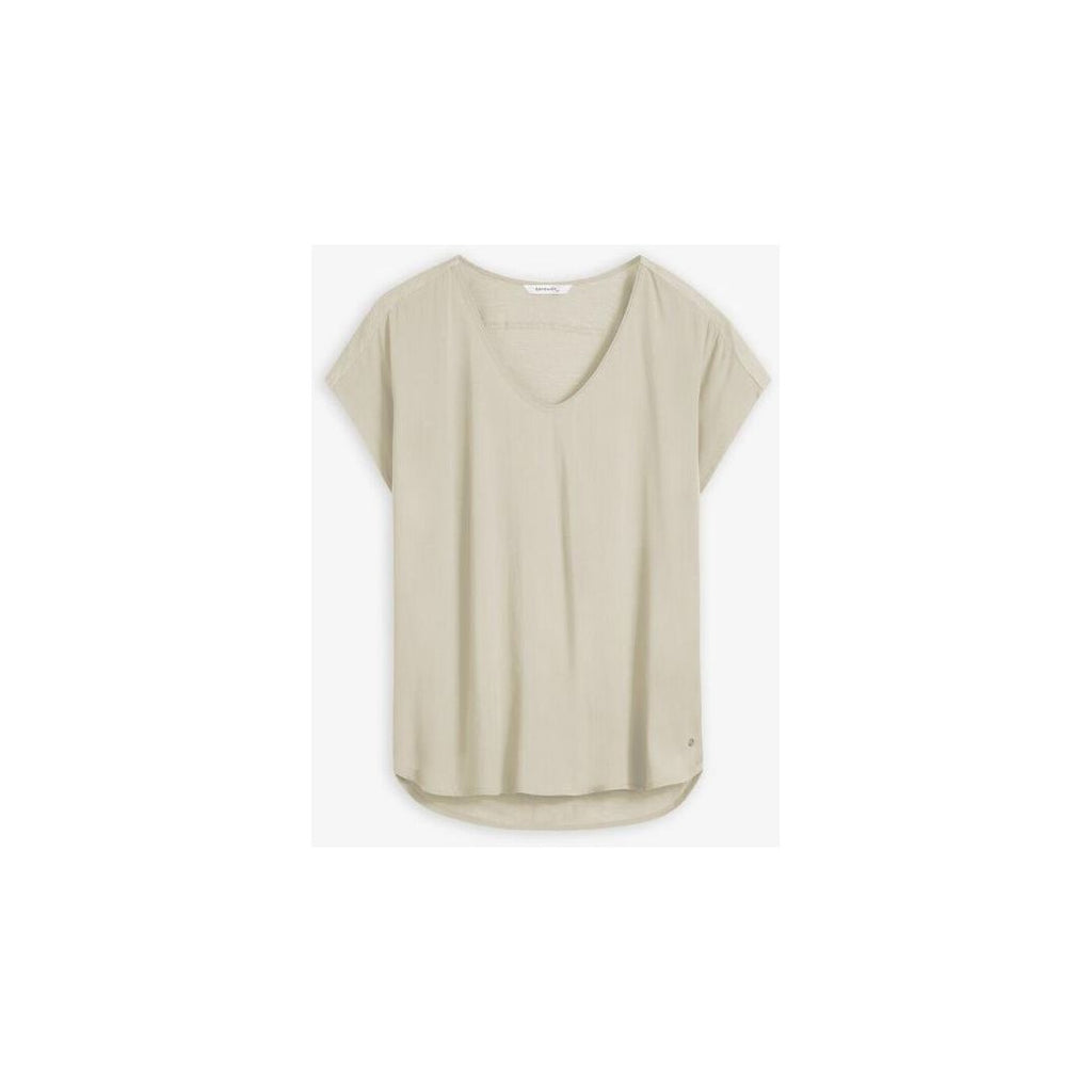 Sandwich Basic V-neck T-shirt - Almond White - M - Beales department store