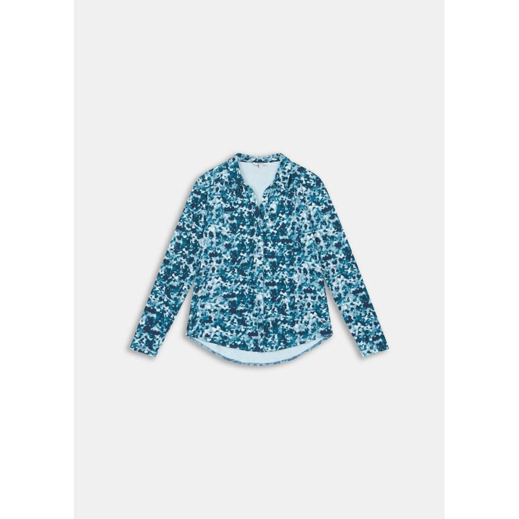 Sandwich Blouse With All Over Winter Print - Smoke Blue - Beales department store
