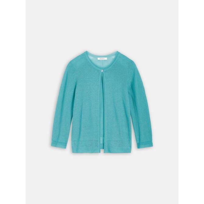 Sandwich Cardigan Long Sleeves - Blue Turquoise - Beales department store