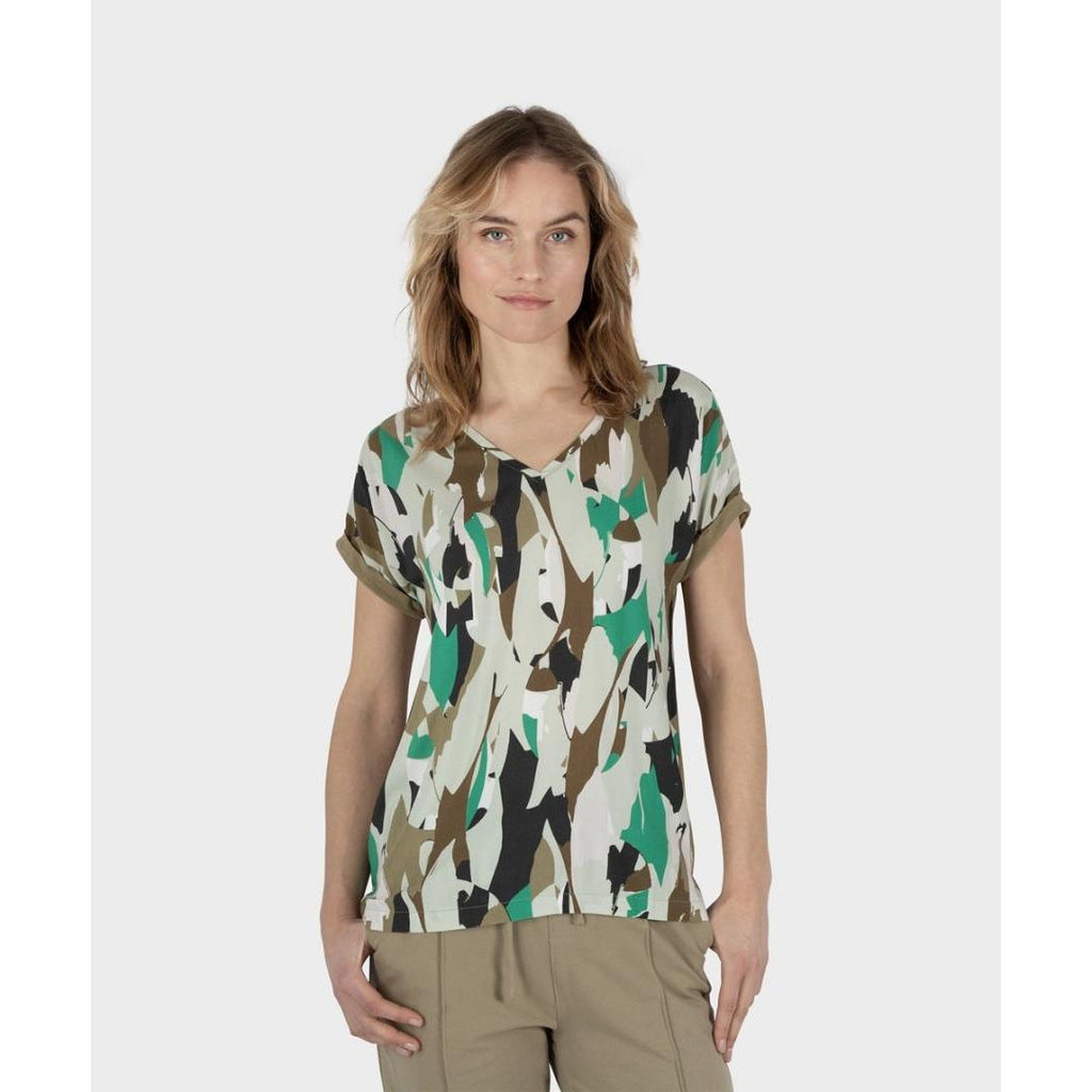 Sandwich Collage Jersey Top - Covert Green - Beales department store