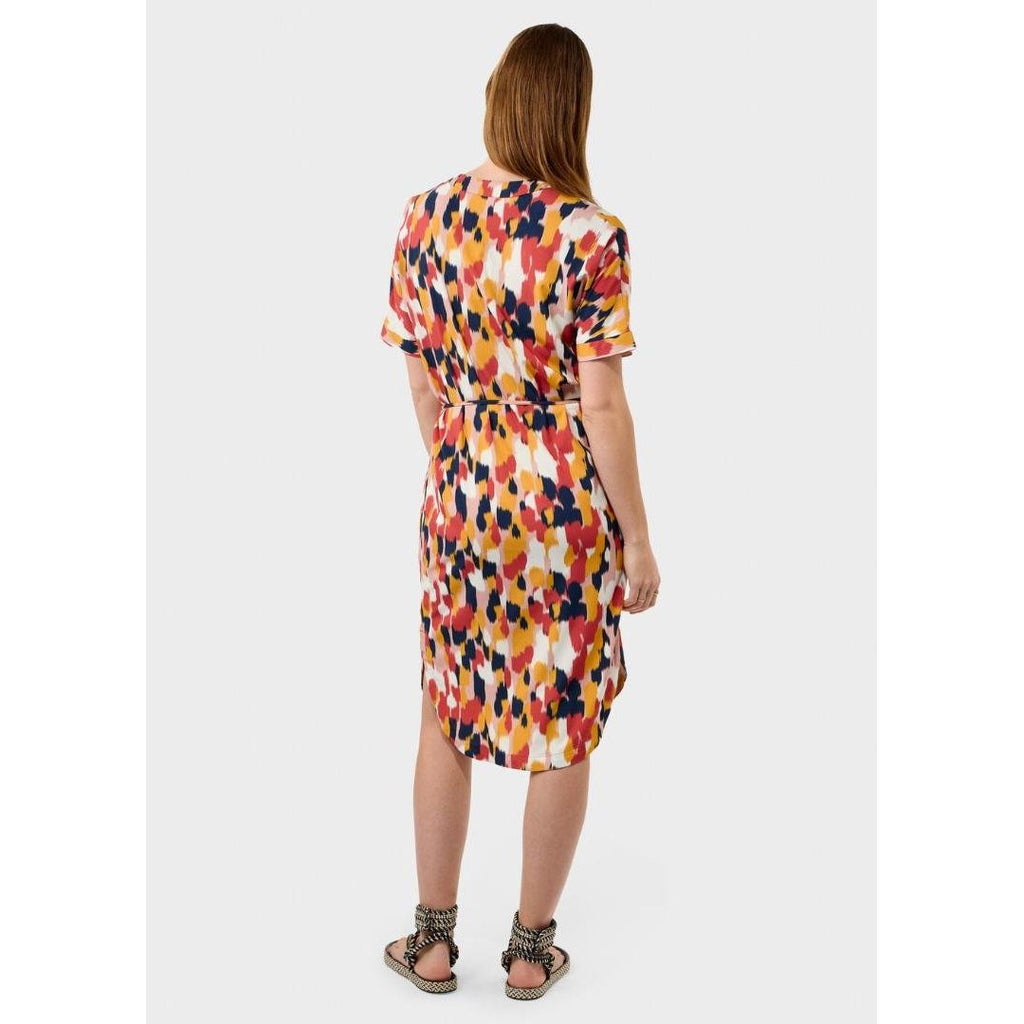 Sandwich Dress With Faded Paint Print And Belt - Baked Apple - Beales department store
