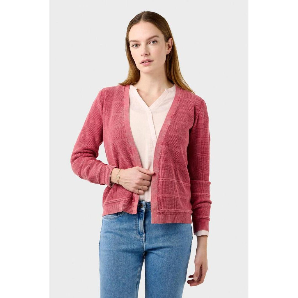 Sandwich Fine-knit Cardigan - Red Bud - Beales department store