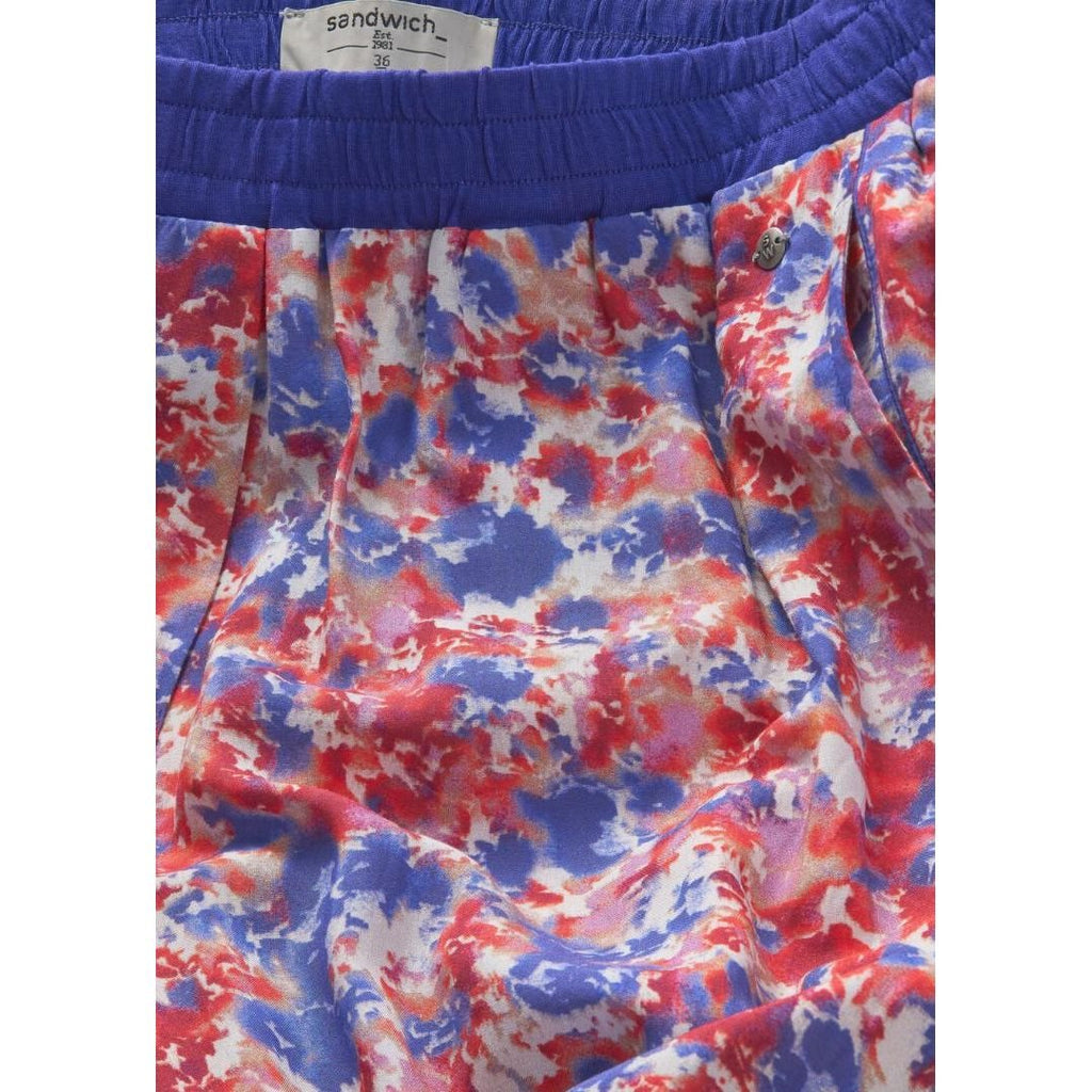 Sandwich High Waist Trousers With Flower Print - Red Bud - Beales department store