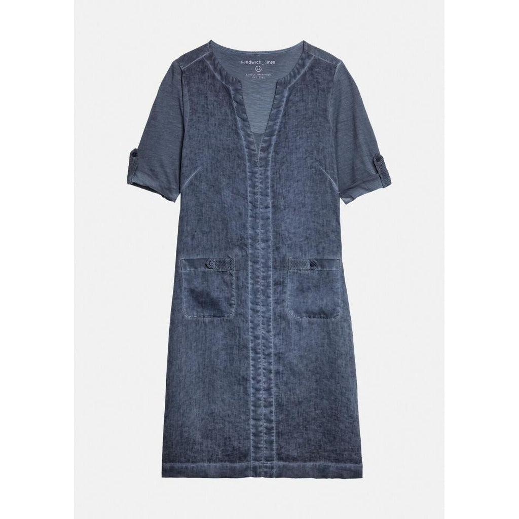 Sandwich Linen Dress With Pockets - Night Sky - Beales department store