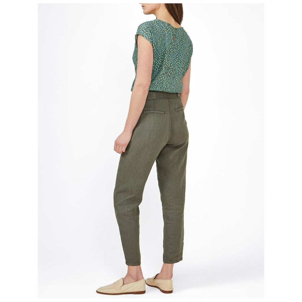 Sandwich Linen Trousers Casual Long - Spring Olive - Beales department store