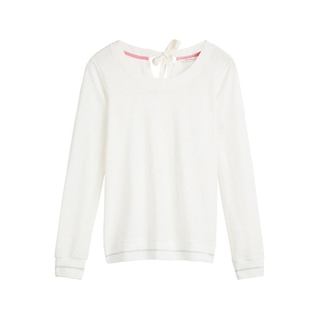 Sandwich Long Sleeve Cotton Mesh Top - Lily White - Beales department store