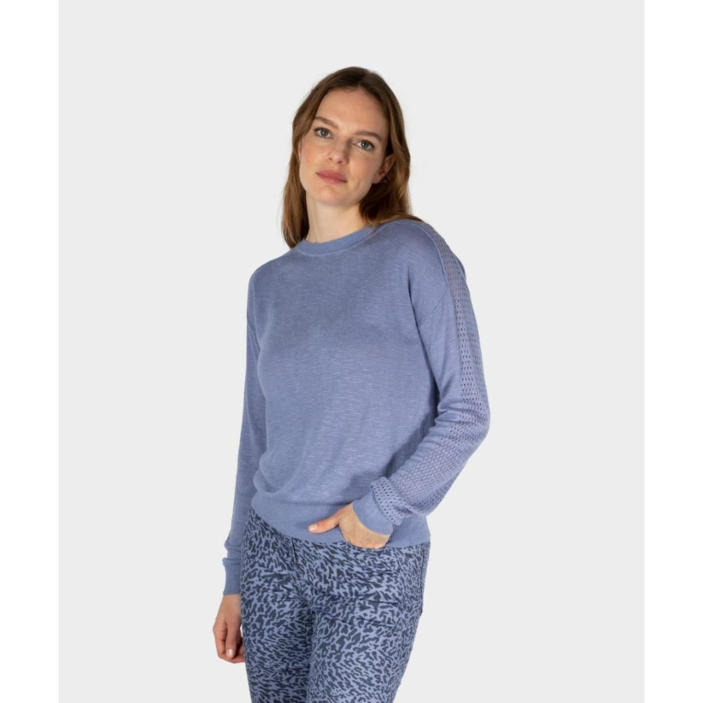 Sandwich Long Sleeved Jumper With Detail - Blue Ice - Beales department store