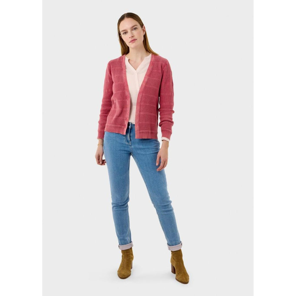 Sandwich Open Fine Knit Cardigan - Red Bud - Beales department store