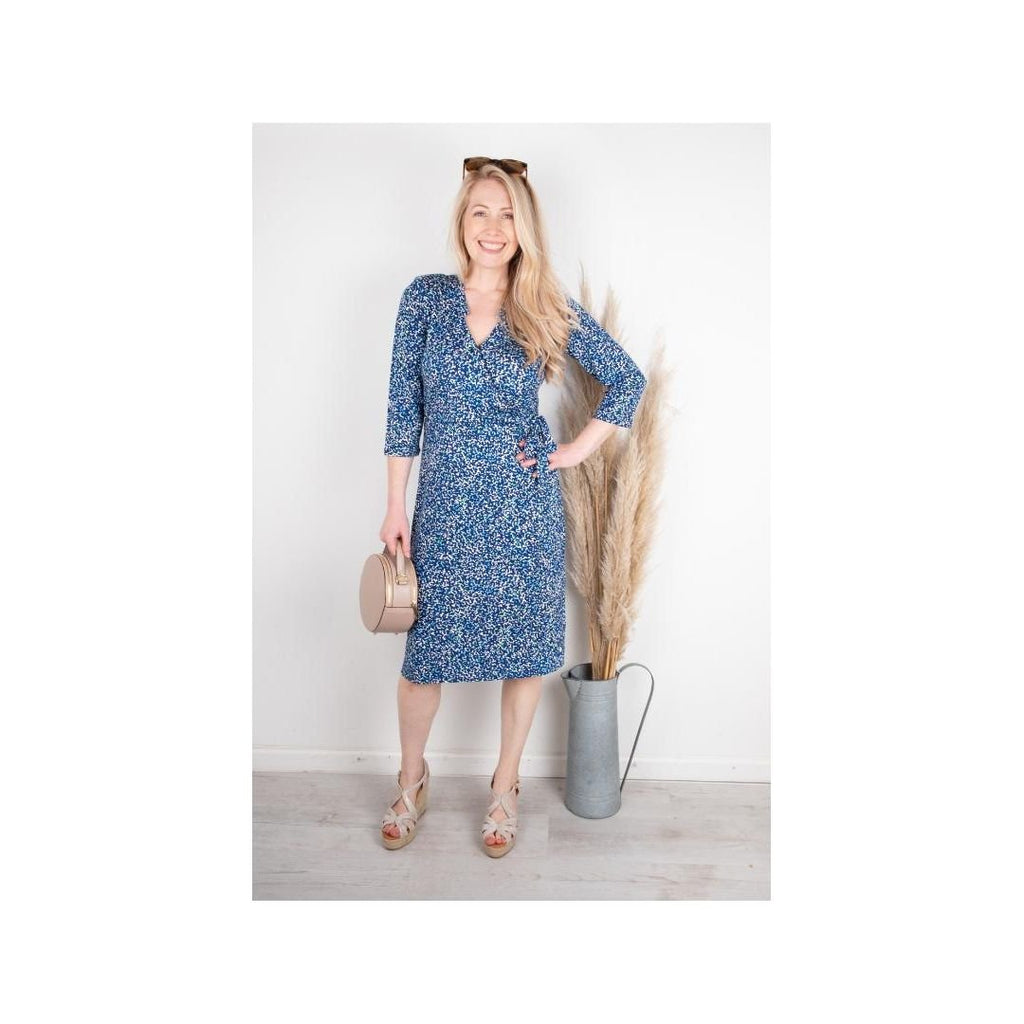 Sandwich Print Dress With 3/4 Sleeves - Bellwether Blue - Beales department store