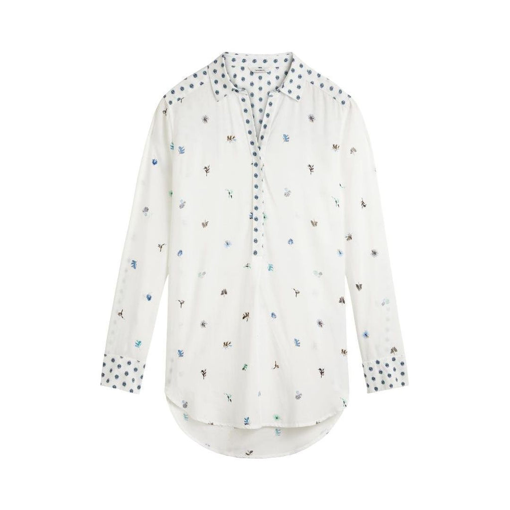 Sandwich Sprinkled Flower Print Half Button Blouse - Lily White - Beales department store