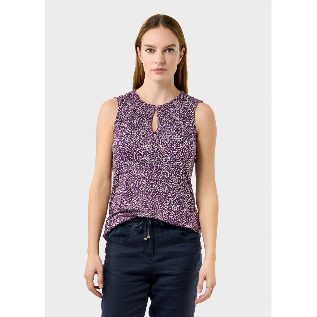 Sandwich Top With Abstract Print - Plum Caspia - Beales department store