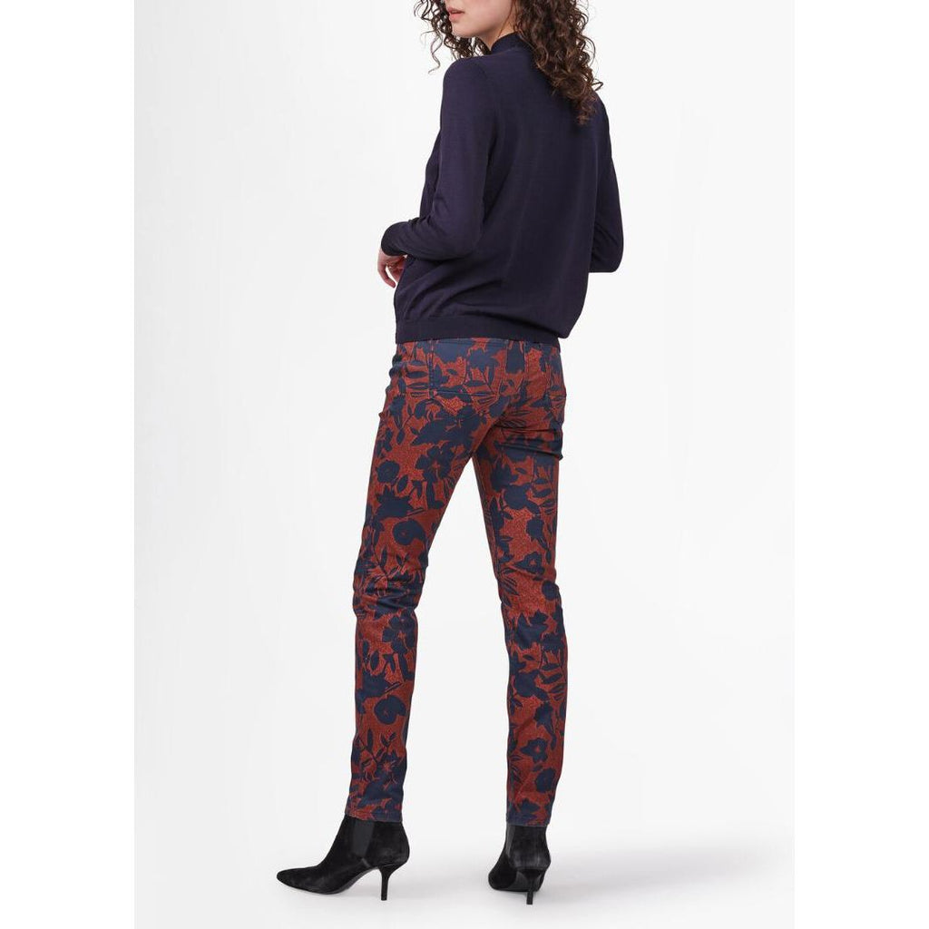Sandwich Trousers With Flower Print - Fired Brick - Beales department store