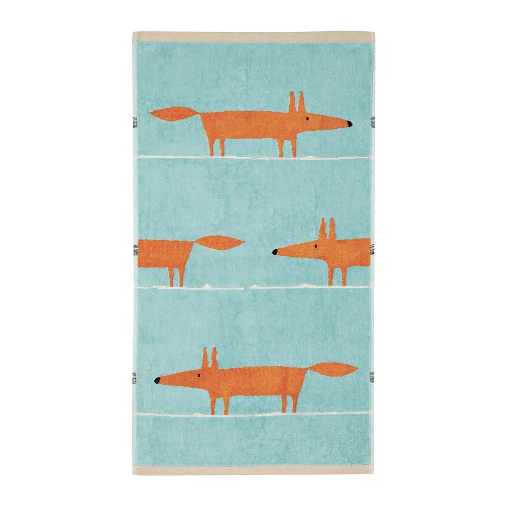 Scion Mr Fox Large Towel - Aqua - Beales department store
