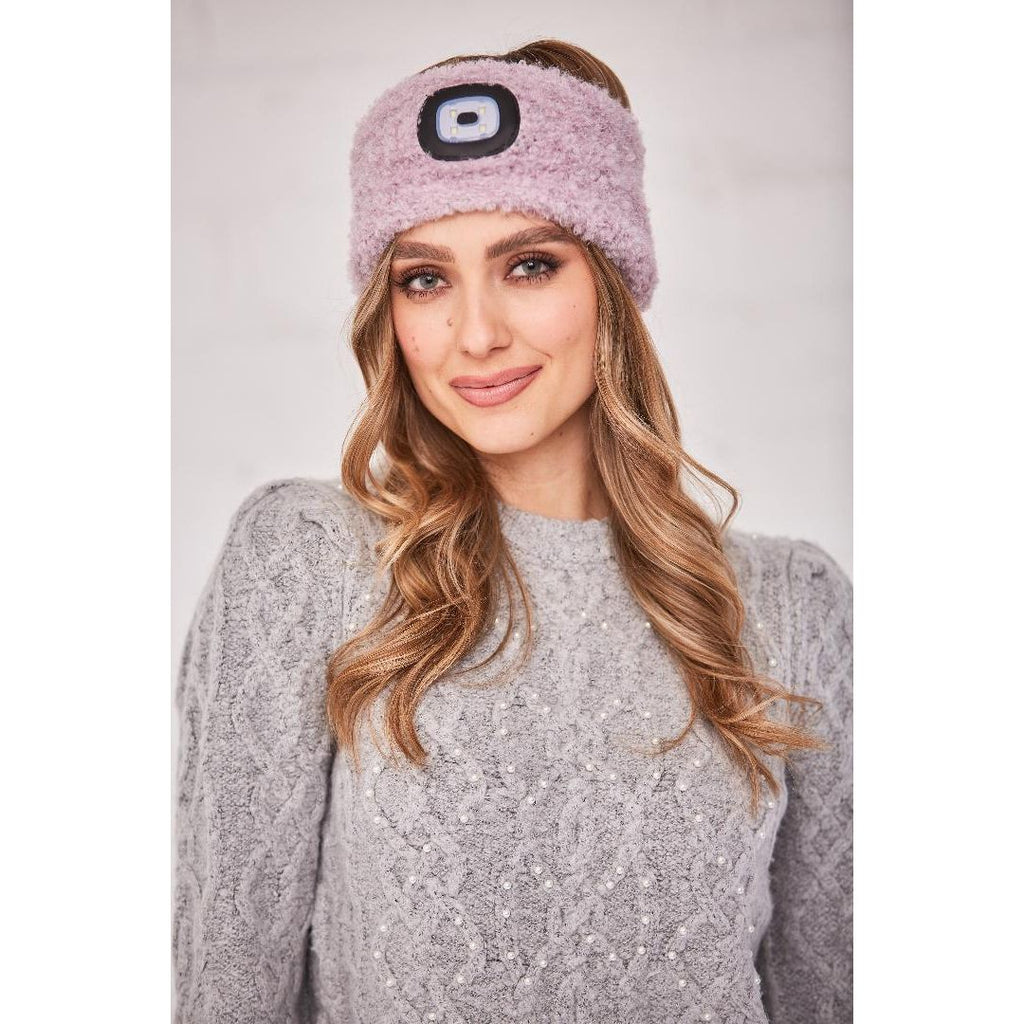 Something Special Gifts Chunky Knit LED Headband Hat - Lavender - Beales department store