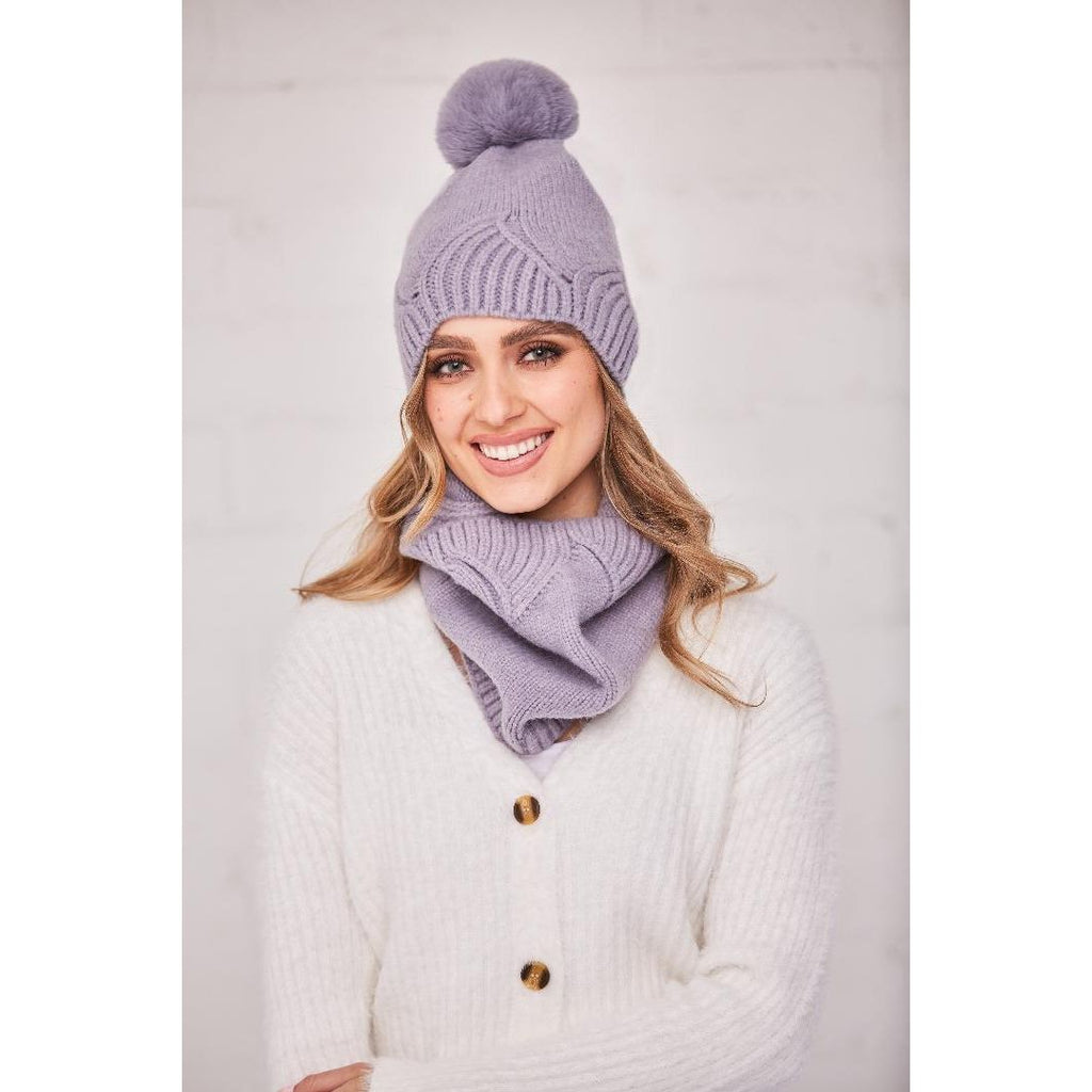 Something Special Gifts Cosy Knit Hat & Cowl Set - Lavender - Beales department store