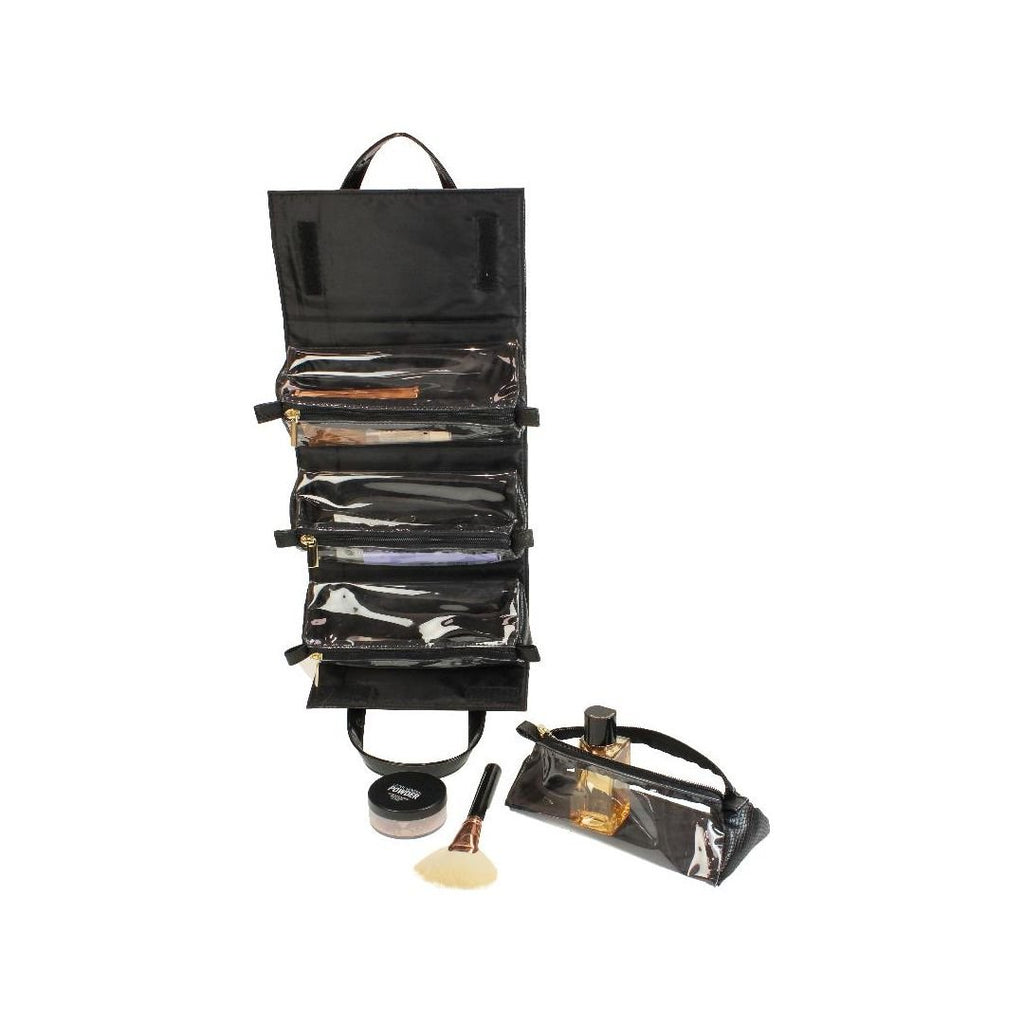 Something Special Gifts Hanging Roll Up Make Up Organizer With Removeable Sections - Black - Beales department store
