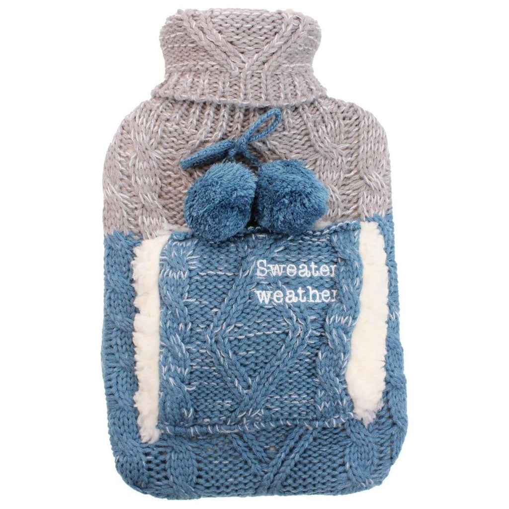 Something Special Gifts Large Cable Knit Handwarmer Hot Water Bottle (2L) - Blue - Beales department store