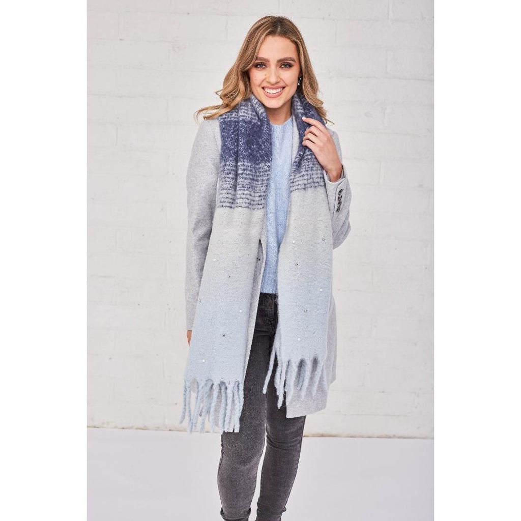 Something Special Gifts Pearl & Sequin Supersoft Oversize Scarf - Ice Blue - Beales department store