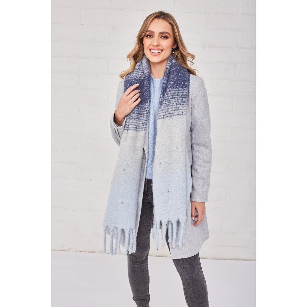 Something Special Gifts Pearl & Sequin Supersoft Oversize Scarf - Ice Blue - Beales department store