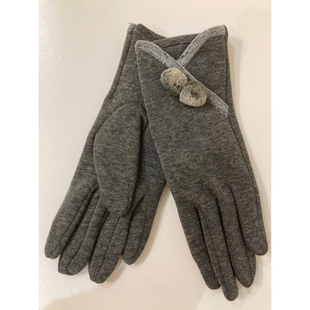 The Posh Store Pom Pom Gloves - Grey - Beales department store
