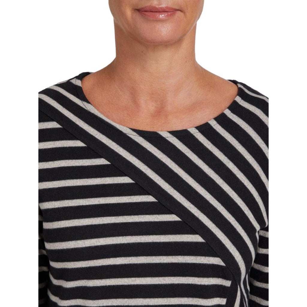 VIZ-A-VIZ Asymmetrical Striped Top - Beales department store