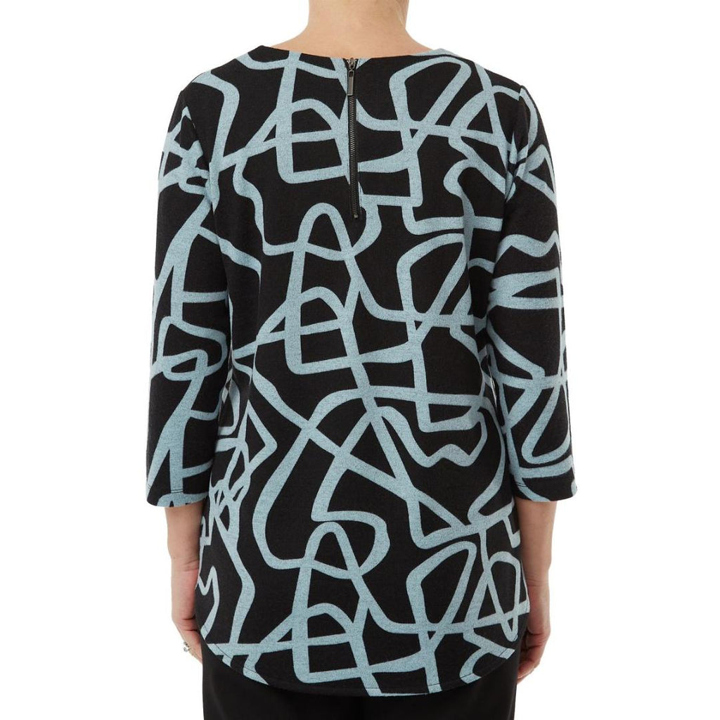 VIZ-A-VIZ Charcoal And Glazier Squiggle Print Top - Beales department store