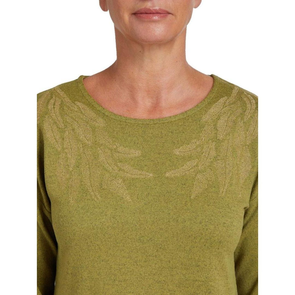 VIZ-A-VIZ Leaf Embroidery Forest Top - Beales department store