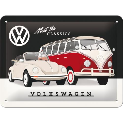 VW-Meet The Classics Tin Sign 15x20cm - Beales department store