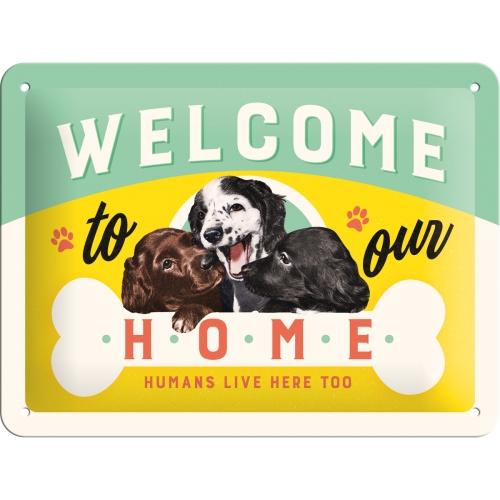 Welcome Puppies Tin Sign 15x20cm - Beales department store