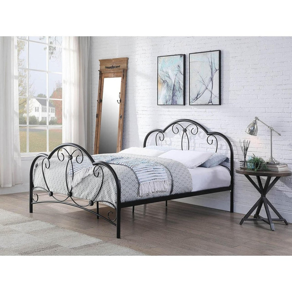 Whitby Ornate Black Metal Bed - King - Beales department store