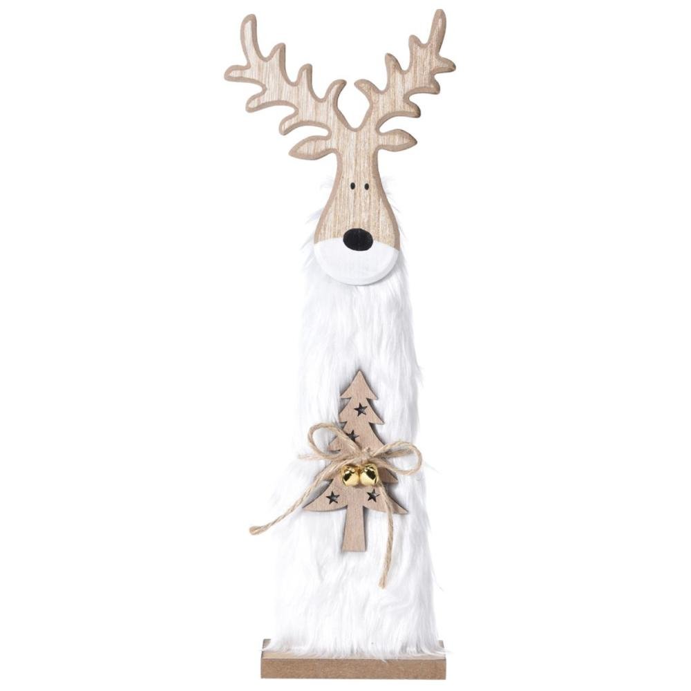 White Fur Standing Reindeer 40cm - Beales department store