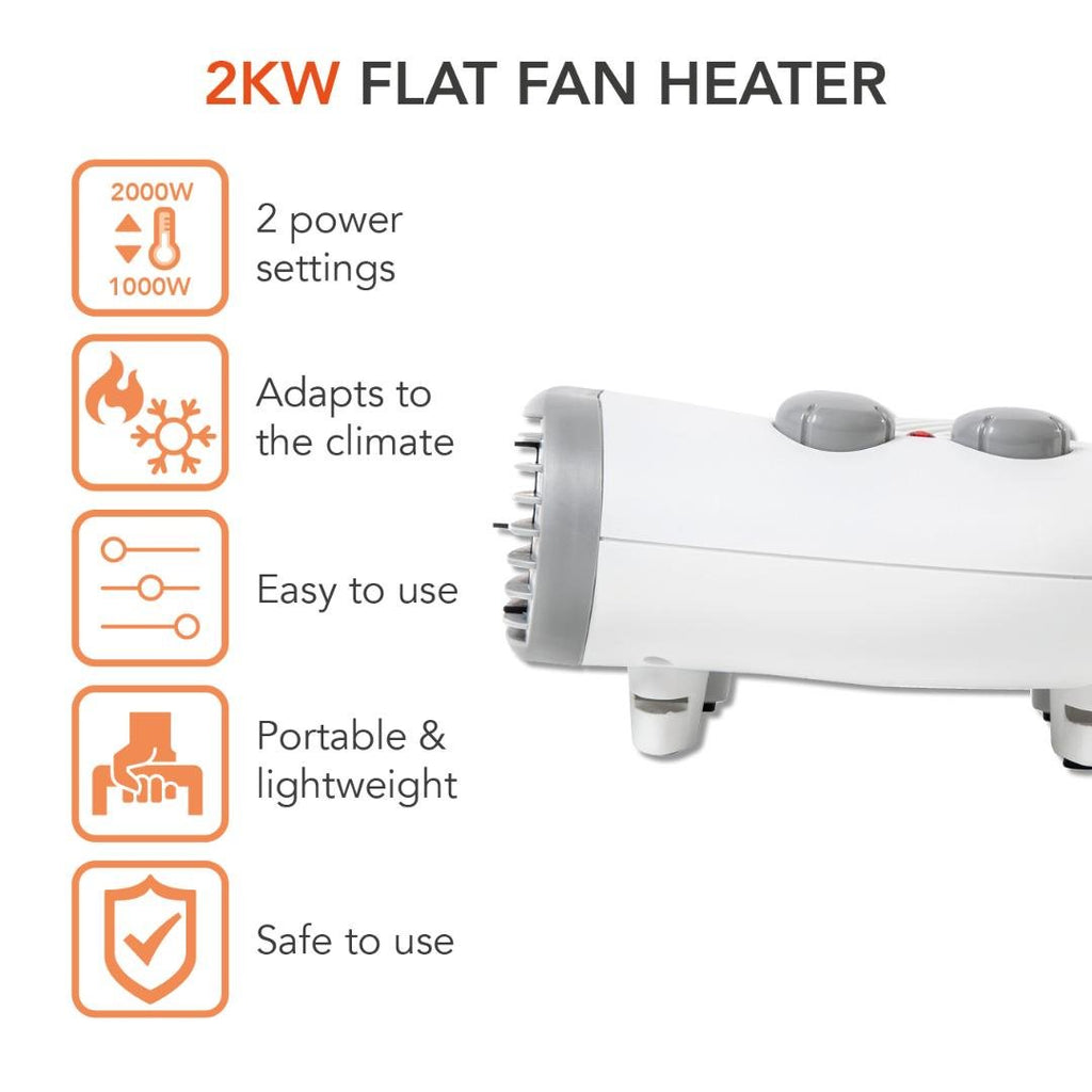 WL44004 Warmlite 2000W Flat Fan Heater - Beales department store