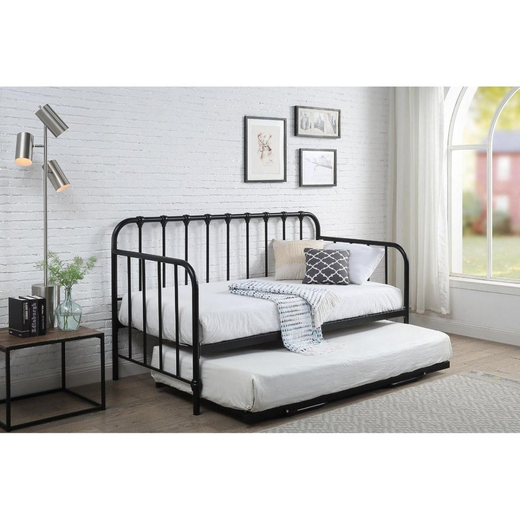 York Black Metal Single Day Bed With Trundle - Beales department store